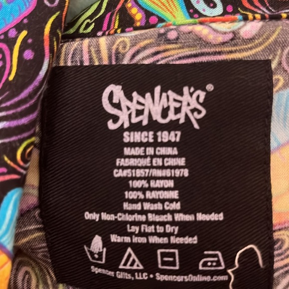 SPENCER'S  TRIPPY MUSHROOMS MULTICOLOR BLOUSE / TIE BOTTOM SIZE MEDIUM - Picture 5 of 12